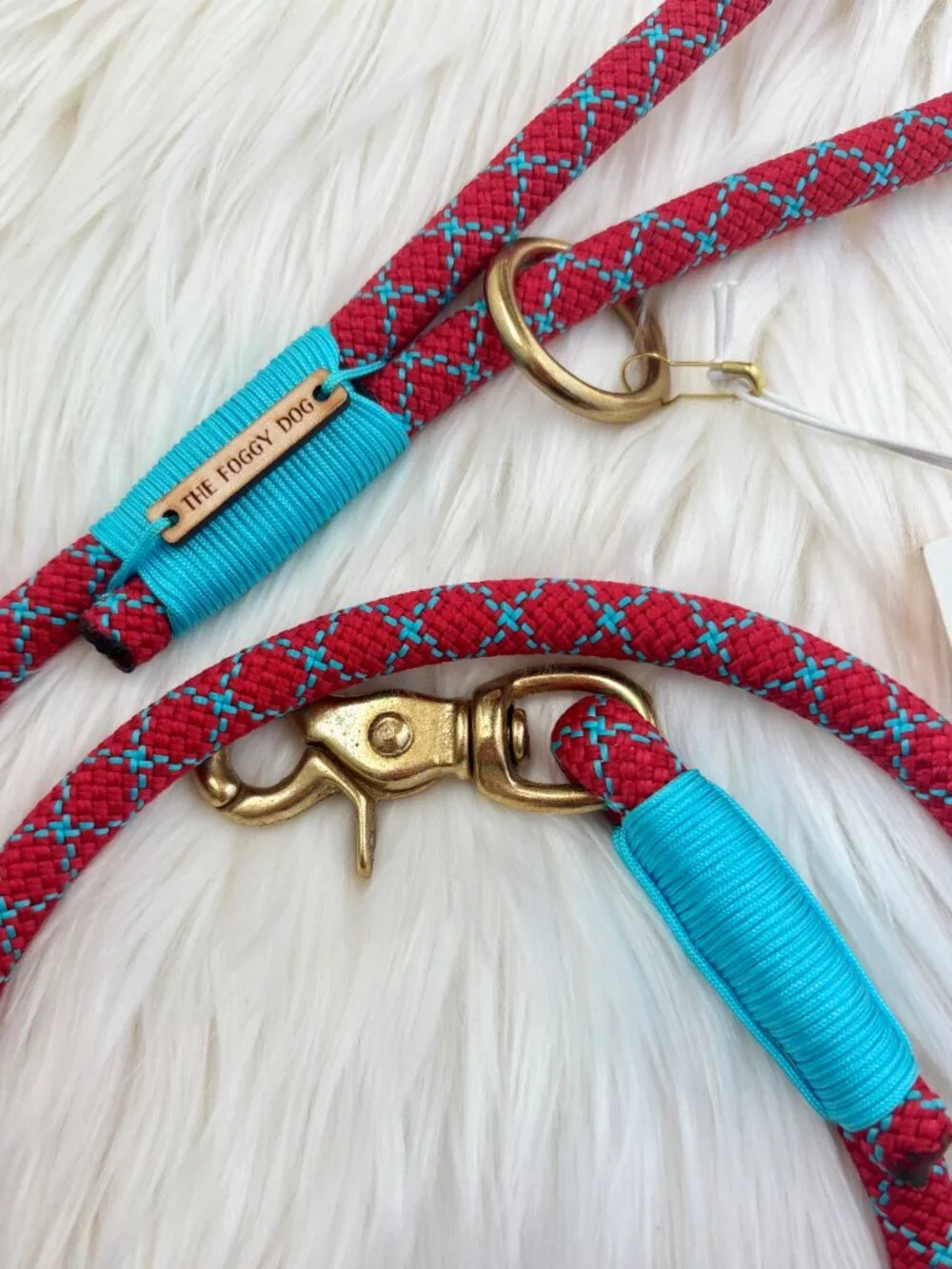 NWT The Foggy Dog Climbing Rope Leash Red and Blue Double Diamond Durable 4 Feet